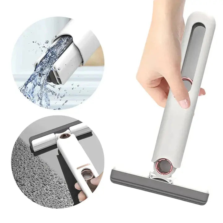 Self Squeeze Portable Mini Mop, Wet & Dry Desktop Cleaning Mini Mop (2 Cotton Tips + 1 Squeeze Handle) myshopideas