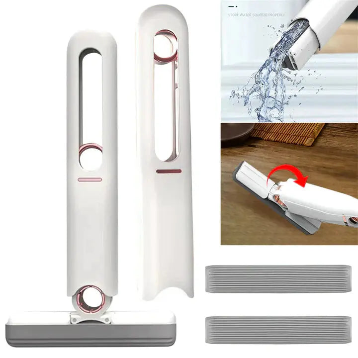 Self Squeeze Portable Mini Mop, Wet & Dry Desktop Cleaning Mini Mop (2 Cotton Tips + 1 Squeeze Handle) myshopideas